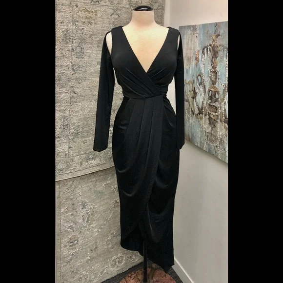 bariano black dress Gene Strapless Gown in Black